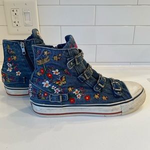 Ash Denim Studded Floral High Top Sneaker Limited